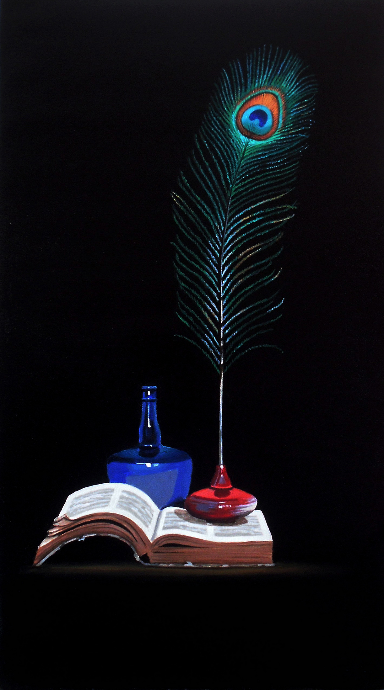 Still life with peocock feather